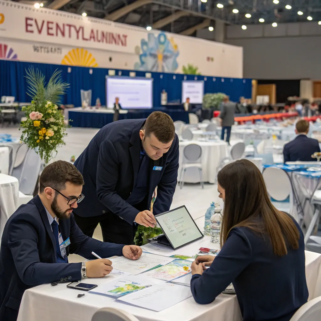 Professional event planning team at work